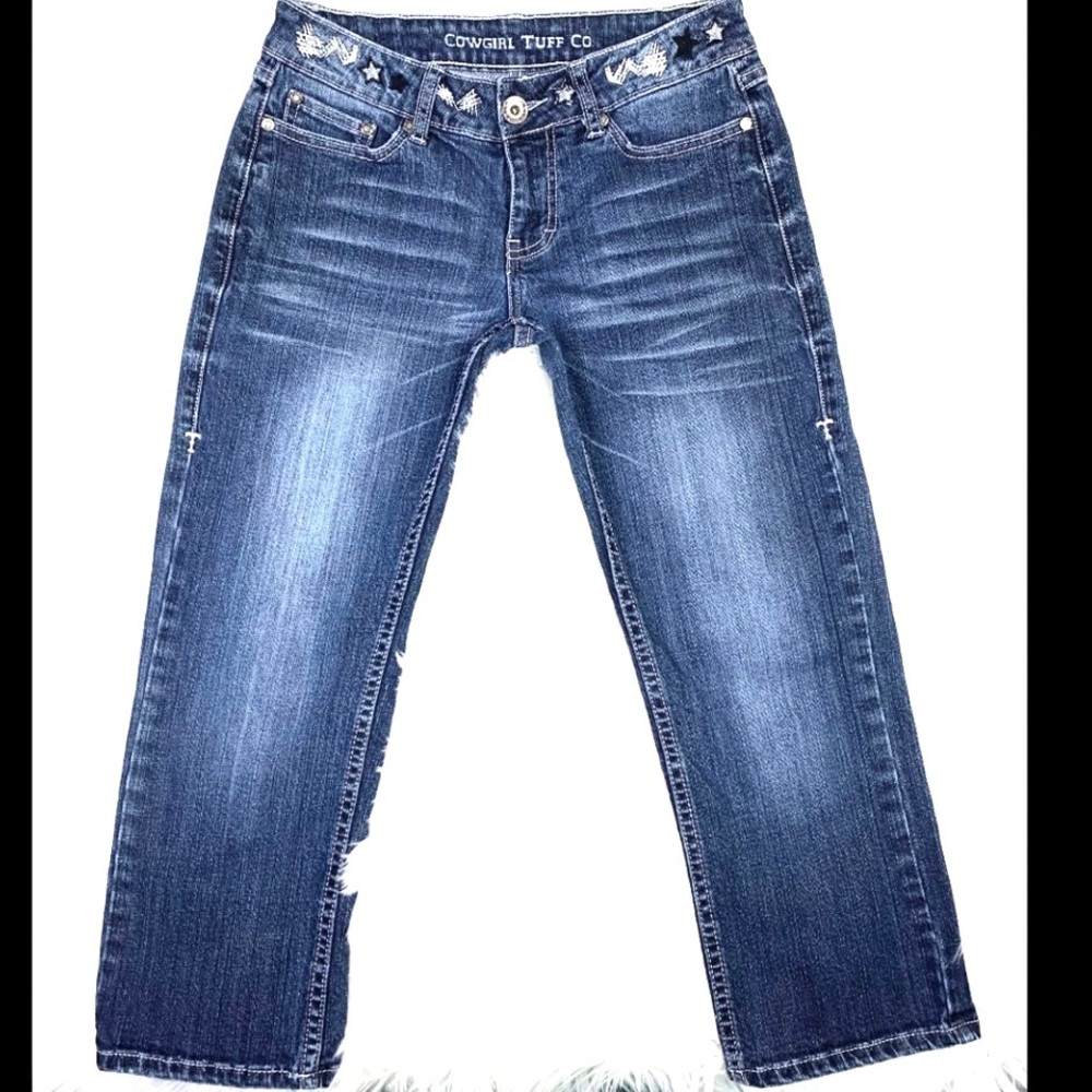 🚫SOLD! 🤠👖|•COWGIRL TUFF•| Star Struck Capri Jeans👖🤠 - Picture 3 of 14